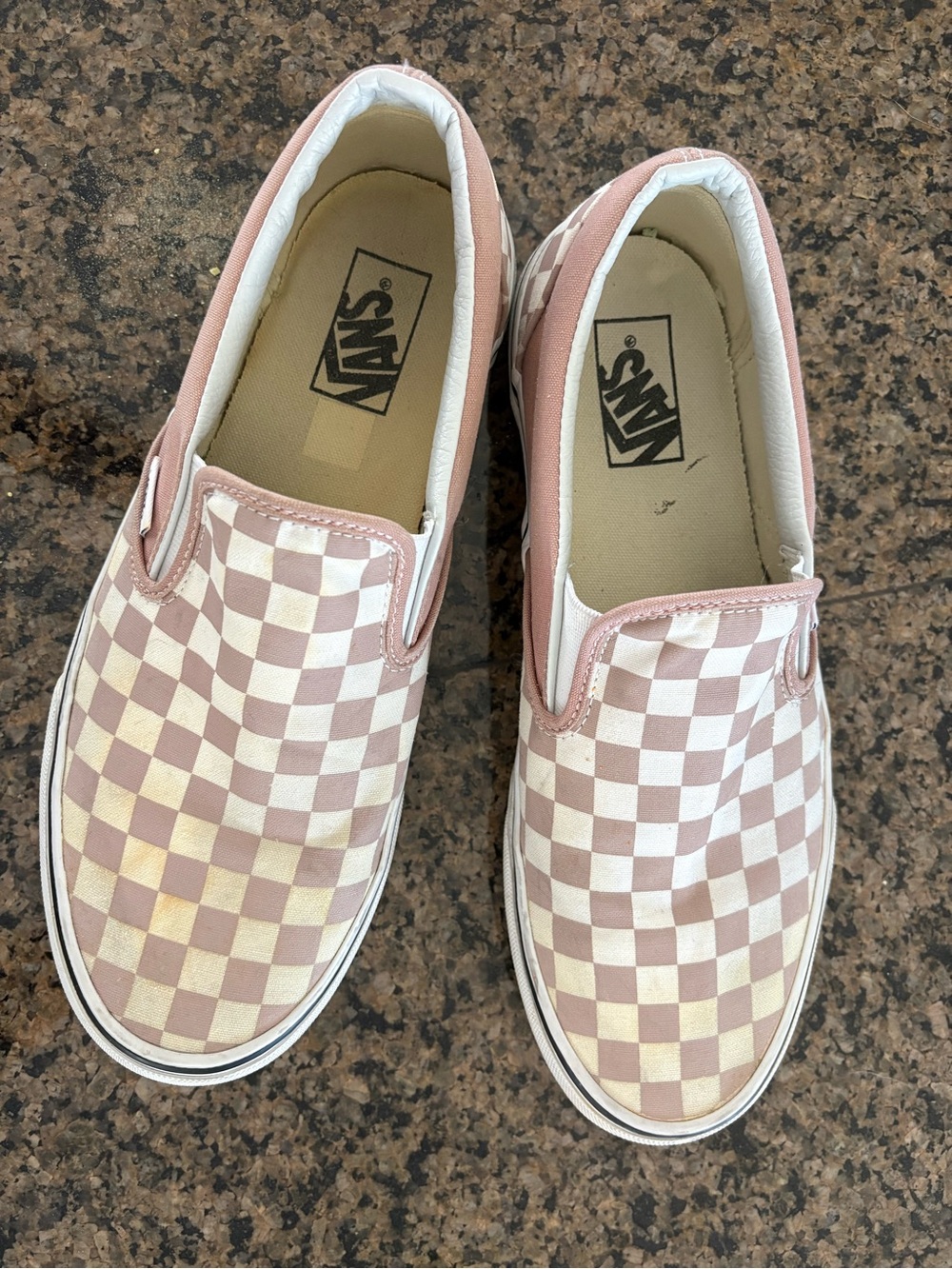 Vans classic slip on checker Unisex men’s 9.5 women’s 11 Pink White